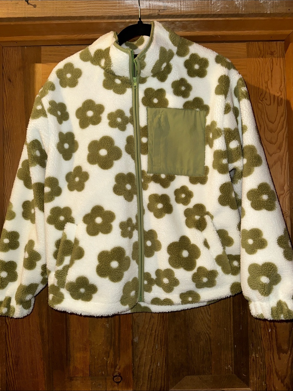 Green flower teddy jacket